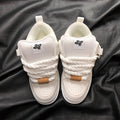 Low-Cut Board Shoes, White Patchwork Thick Shoes, Tongue Surface Wrapped Shoes, Casual Shoes, Sports Skateboarding Shoes, Light Luxury Versatile, Couples, Niche, Retro, Outdoor, Street Fashion, Students