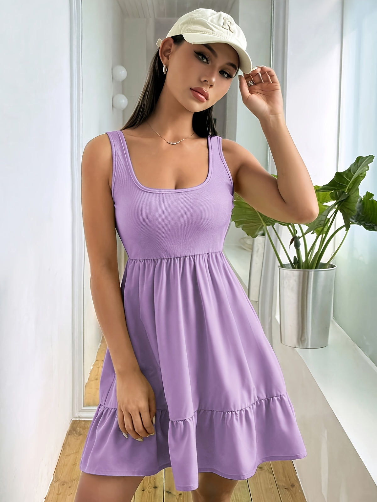 Women's Solid Color Spliced Vest Dress