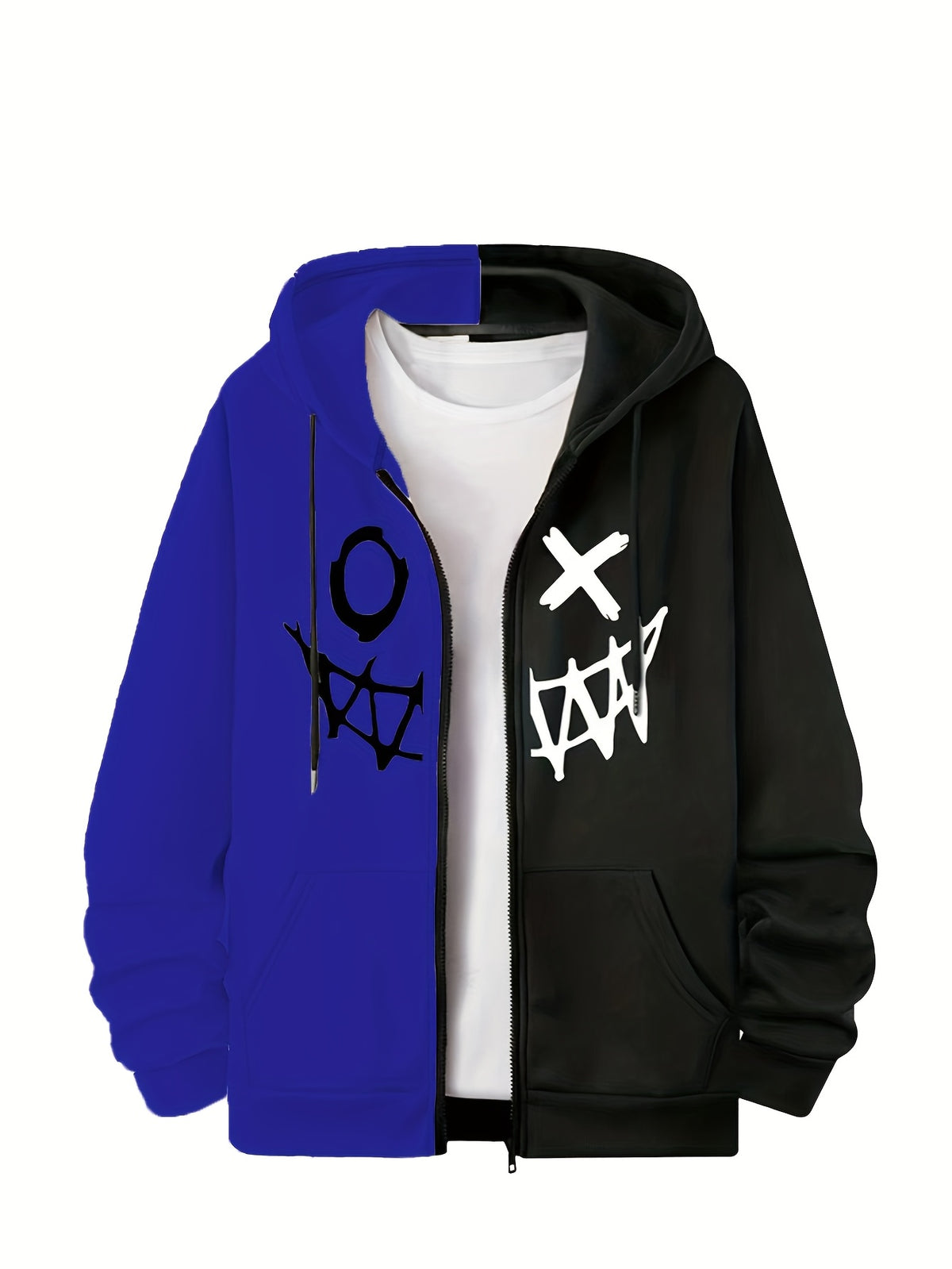 Men's Autumn/Winter Printed Hooded Zip-Up Jacket