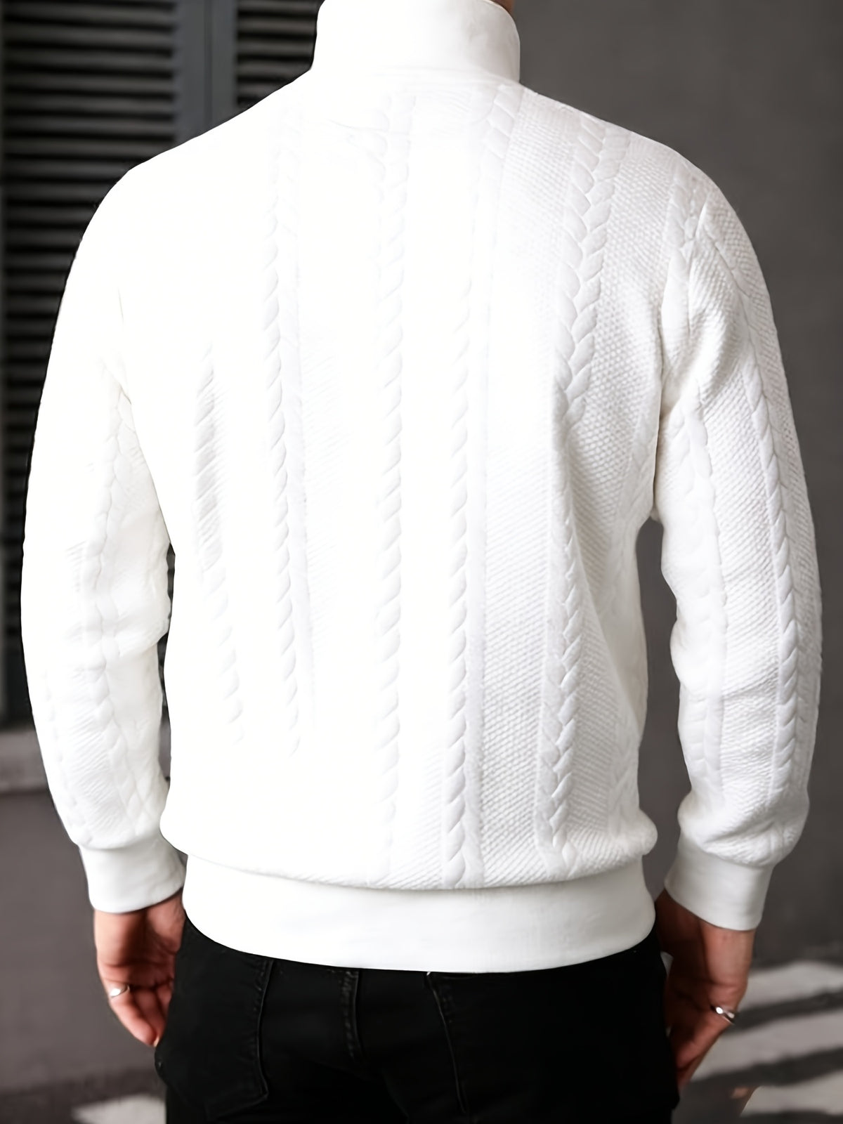 Men's Fashion Casual Elegant Medium Stretch Cardigan, Men's Casual Full-Zip Cardigan, Spring/Autumn Jacquard Casual Jacket with Jacquard Design, Suitable for All-Season Wear, Ideal for Casual and Formal Outfits, Fashionable Jacquard with Striped Knit
