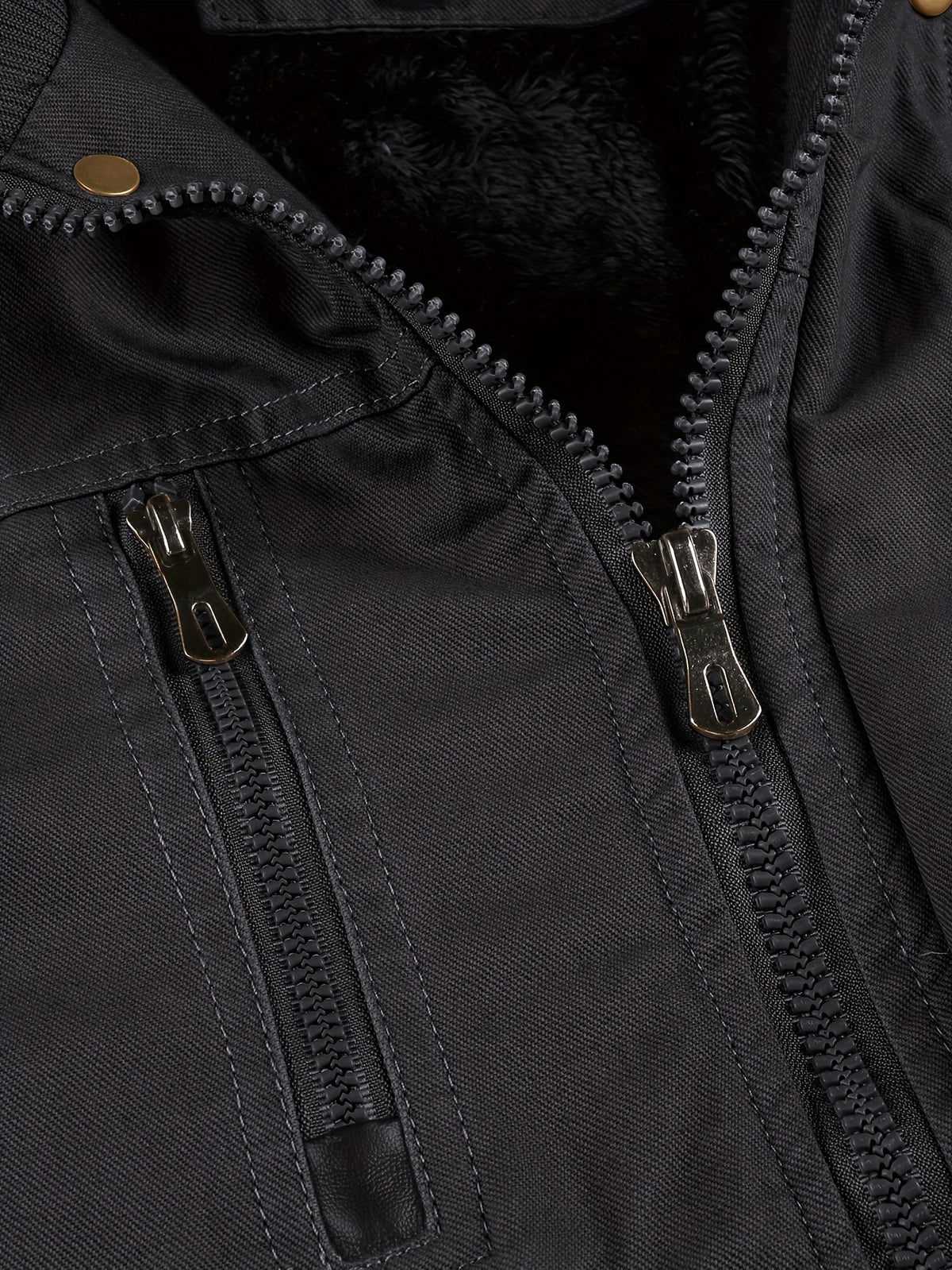 Men'S Thick Winter Hooded Jacket in a Vintage Style Made of 100% - Warm, Durable, And Featuring Multiple Pockets | Perfect for Hiking, Hunting, Traveling, And Casual Wear | Snap Button Closure, Long Sleeves
