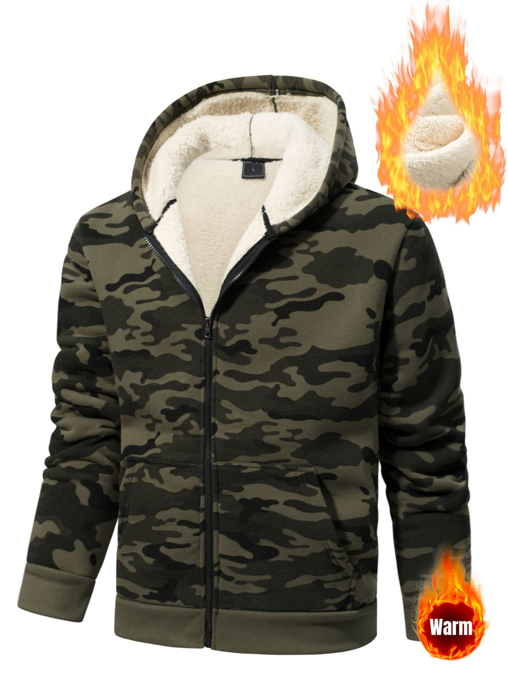 Men'S Composite Fleece Camouflage Winter Warm Fashion Hoodie, Hunting