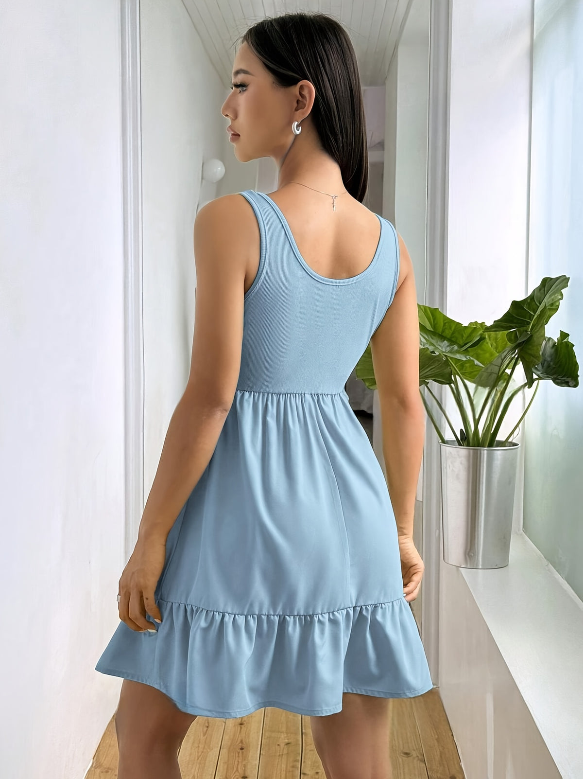 Women's Solid Color Spliced Vest Dress