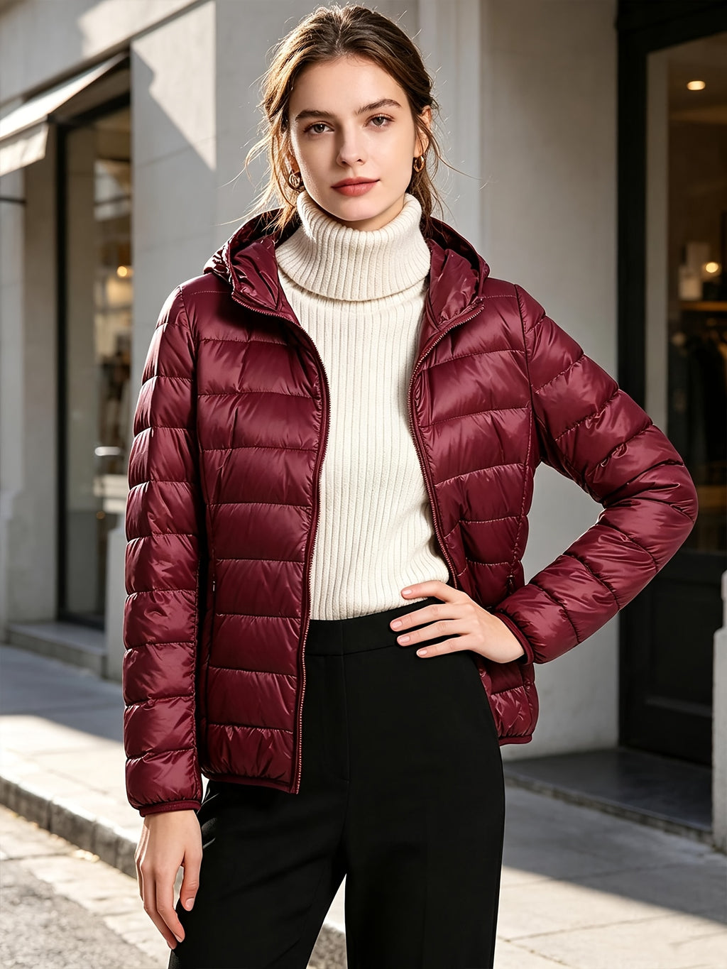 Winter Down Jacket Women'S Short Lightweight Thickened Korean Version Outfit Hot White Duck Down Warm Coat