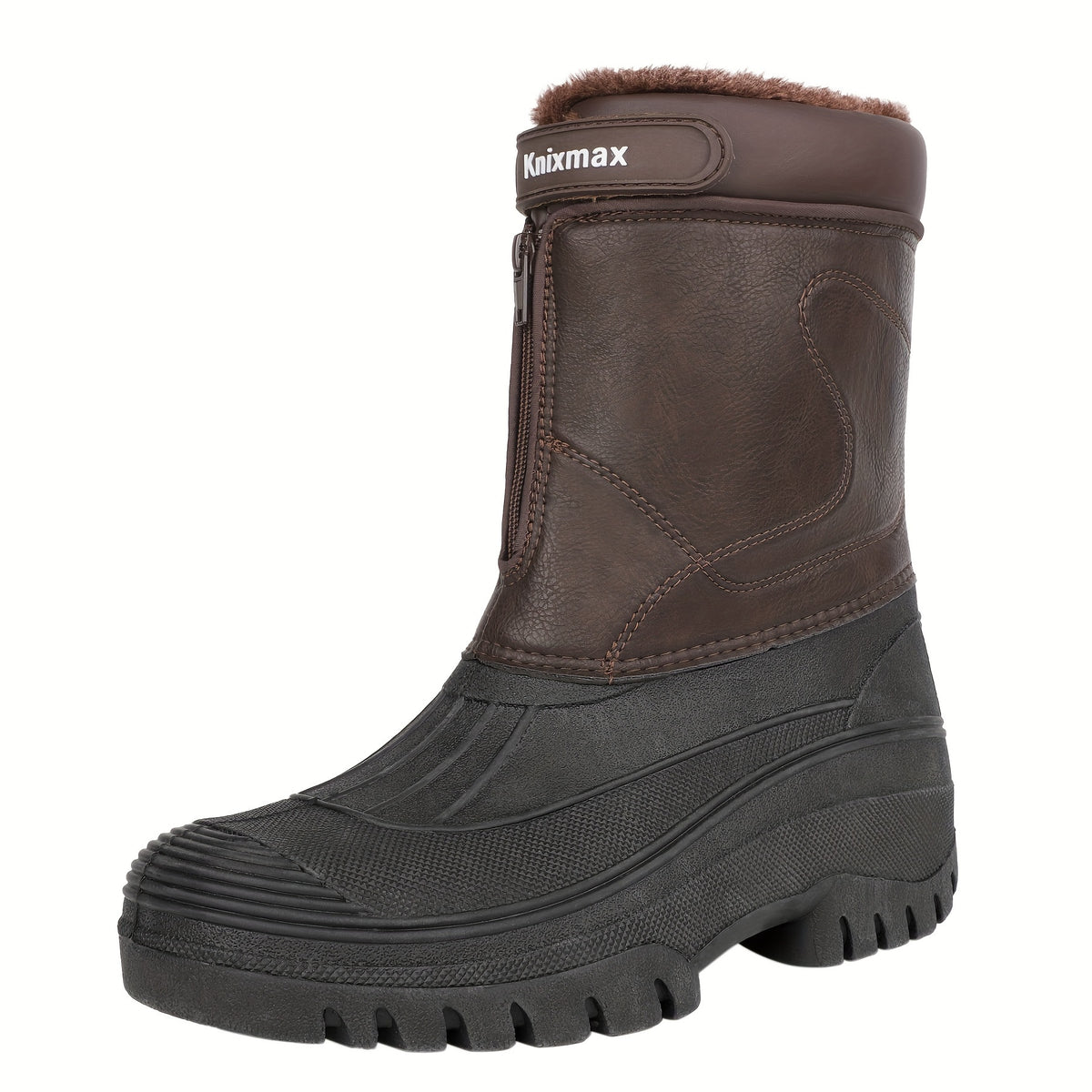 Knixmax Outdoor Men's Winter Boots, Warm Lined Snow Boots Winter Shoes with Upper and Non-Slip Soles Suitable for Hiking Trekking Climbing Mucker & Yard Fishing Country Gardening Biker,Ankle Support Fluffy
