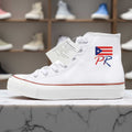 New Arrival with Puerto Rico Flag Print HighTop Canvas Shoe Lace up Non Slip Sports Shoes Non Slip Canvas Shoes Elevator Shoes Non Slip Fashion Sports Flat Shoes Trend Korean Version Recreational Sports for Men and Women Stylish Prints