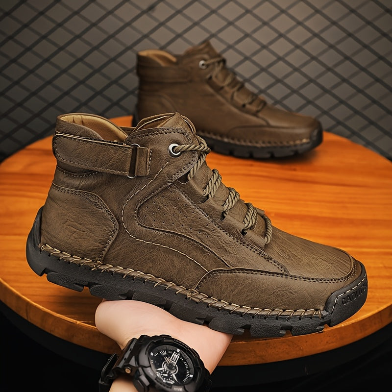 Autumn Winter Cross-Border Plus Size Hand Stitching Fashion Trend Wearable Non-Slip Thermal Casual Shoes Men'S Boots