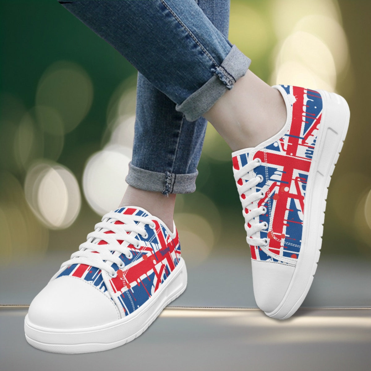 Union Jack Print Breathable Canvas Shoes - Lightweight Lace-Up Walking Shoes with EVA Sole, Unisex Low-Top Design for Men & Women, All-Season Comfort for Jogging, Outdoor Travel & Casual Wear - Customized Gift Idea