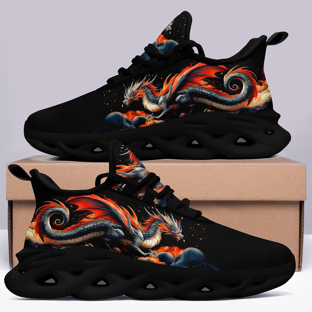 Men'S Low Top Sneakers in Plus Size, Featuring a Gothic Dragon Design, Perfect for Streetwear. These Trendy Shoes Are Comfortable Walking Trainers Suitable for Any Season