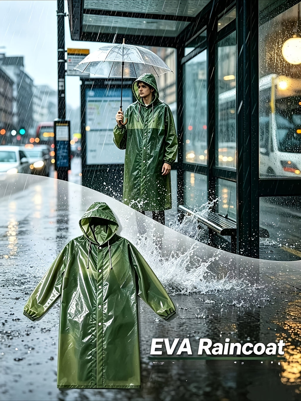 1pc/2pcs EVA Men'S/Women'S Raincoat Single And Set Available, "1pc Raincoat" Or "2pcs Raincoat And Pants", Lightweight Gear, Suitable for Outdoor, Camping, And Travel