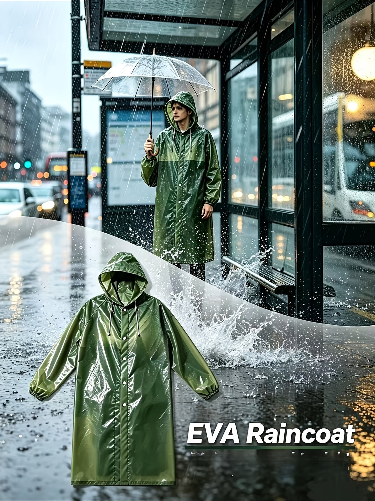 1pc/2pcs EVA Men'S/Women'S Raincoat Single And Set Available, "1pc Raincoat" Or "2pcs Raincoat And Pants", Lightweight Gear, Suitable for Outdoor, Camping, And Travel