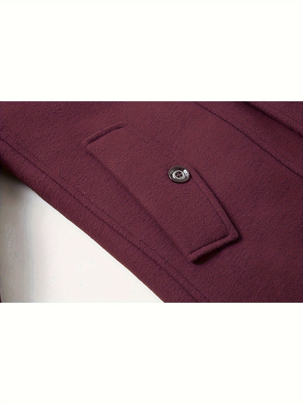 Men's Stand Collar Fleece Blend Pea Coats with Removable Inner Collar Single Breasted Overcoat