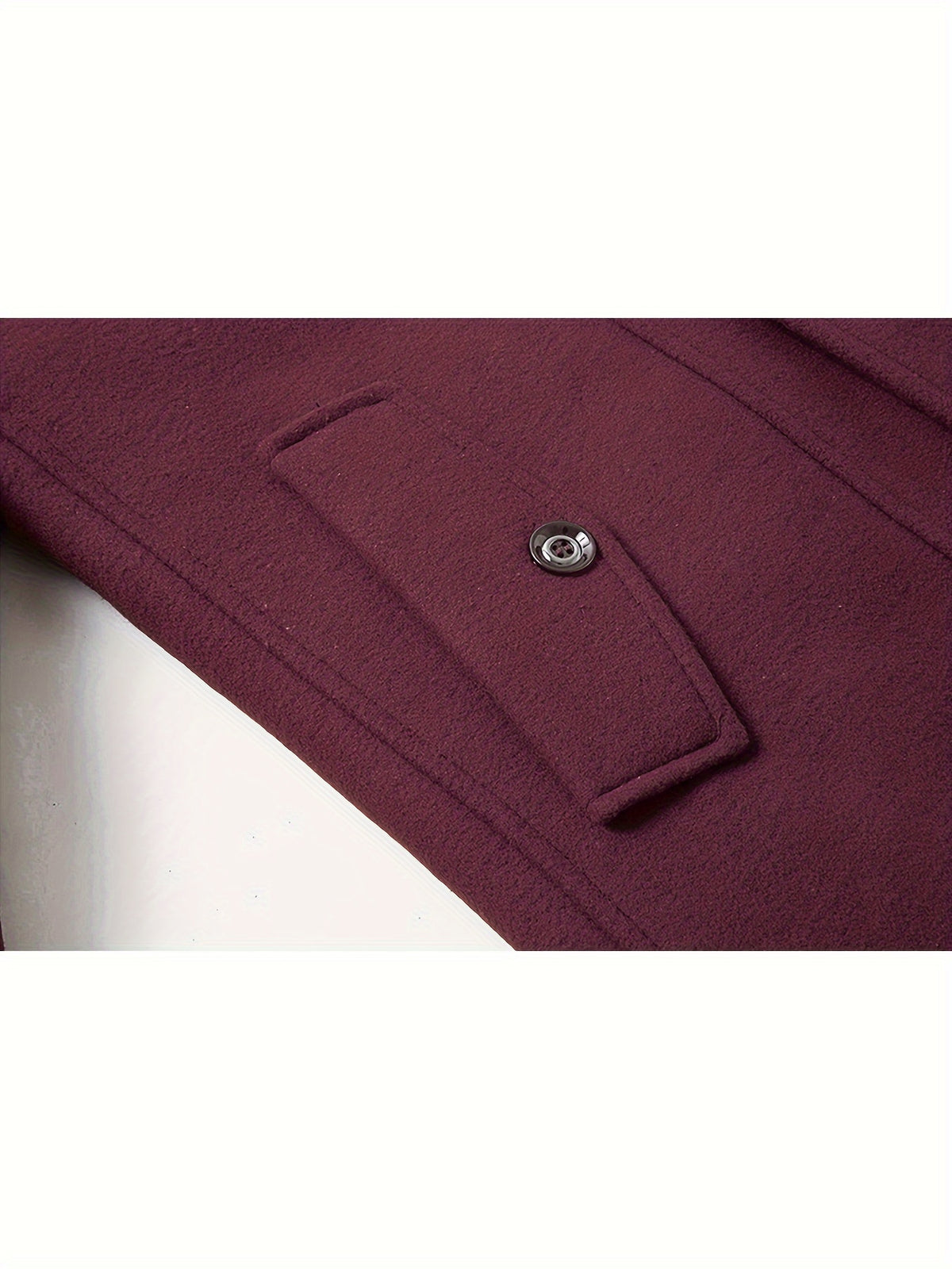 Men's Stand Collar Fleece Blend Pea Coats with Removable Inner Collar Single Breasted Overcoat