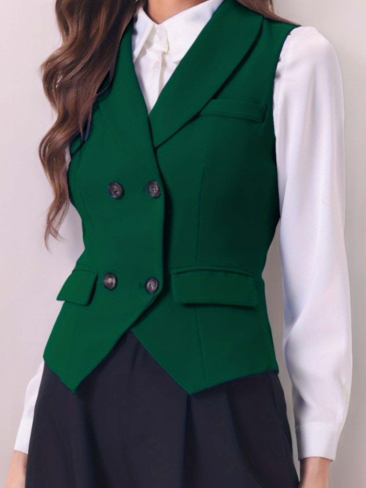 Women's Suit Vest Double Breasted Lapel Dressy Waistcoat Vest