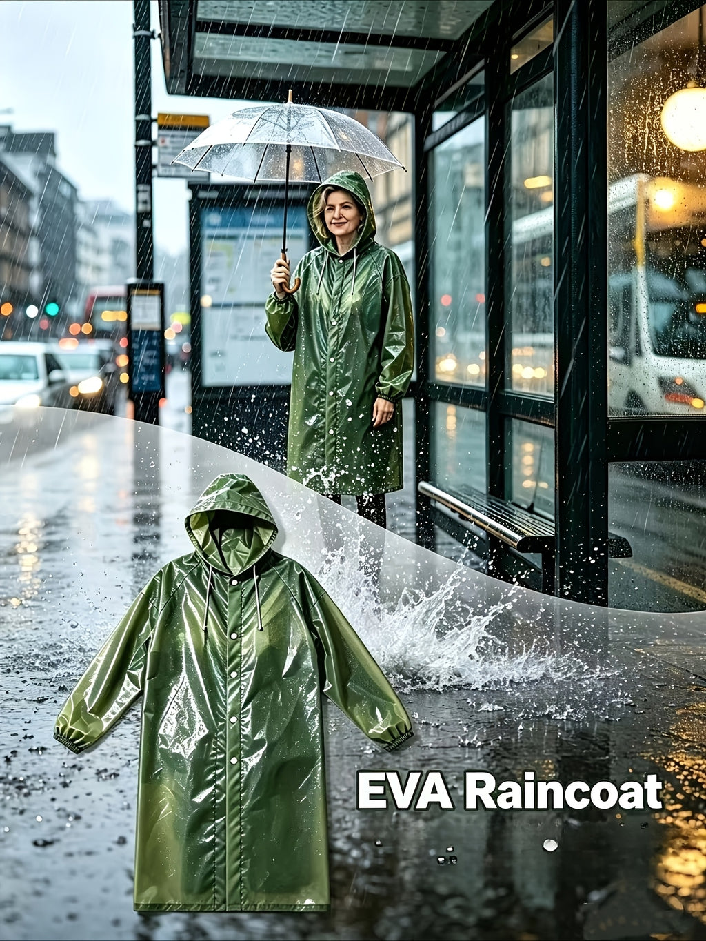 1pc/2pcs EVA Men'S/Women'S Raincoat Single And Set Available, "1pc Raincoat" Or "2pcs Raincoat And Pants", Lightweight Gear, Suitable for Outdoor, Camping, And Travel