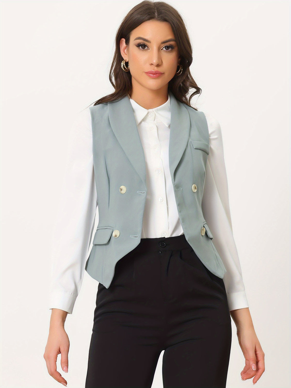 Women's Suit Vest Double Breasted Lapel Dressy Waistcoat Vest