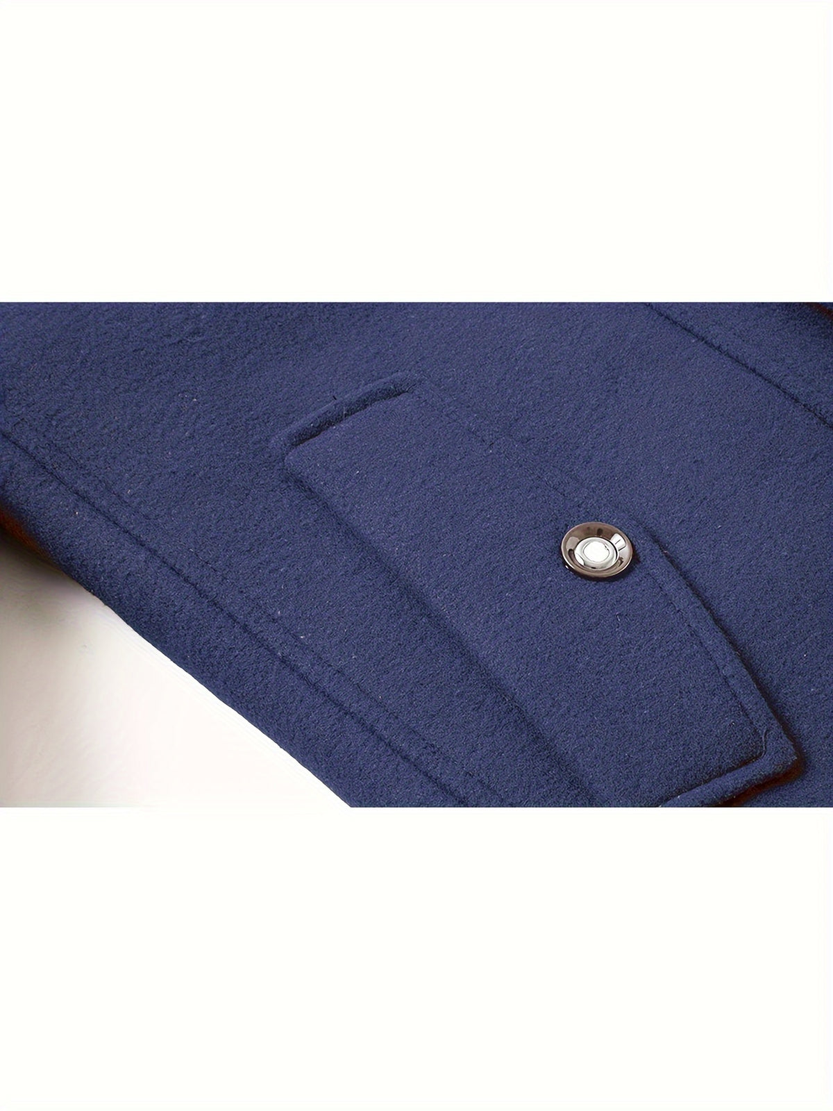 Men's Stand Collar Fleece Blend Pea Coats with Removable Inner Collar Single Breasted Overcoat