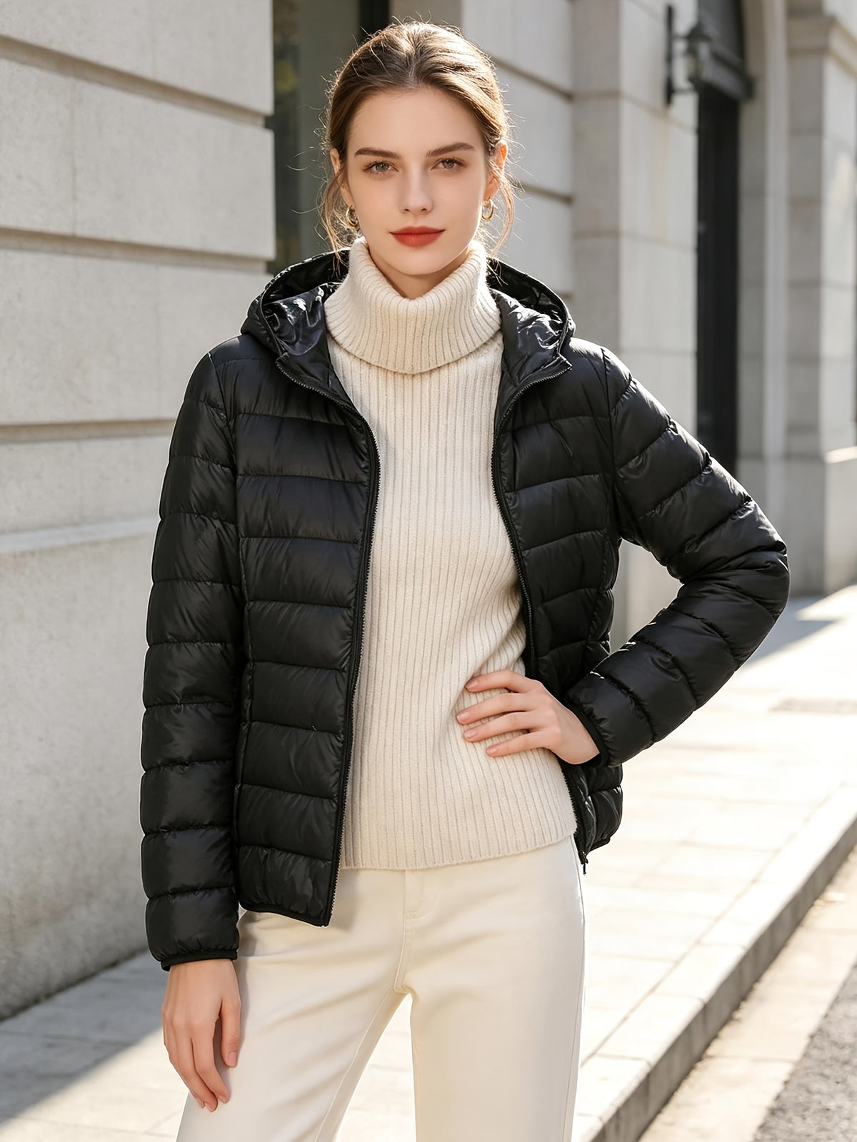 Winter Down Jacket Women'S Short Lightweight Thickened Korean Version Outfit Hot White Duck Down Warm Coat