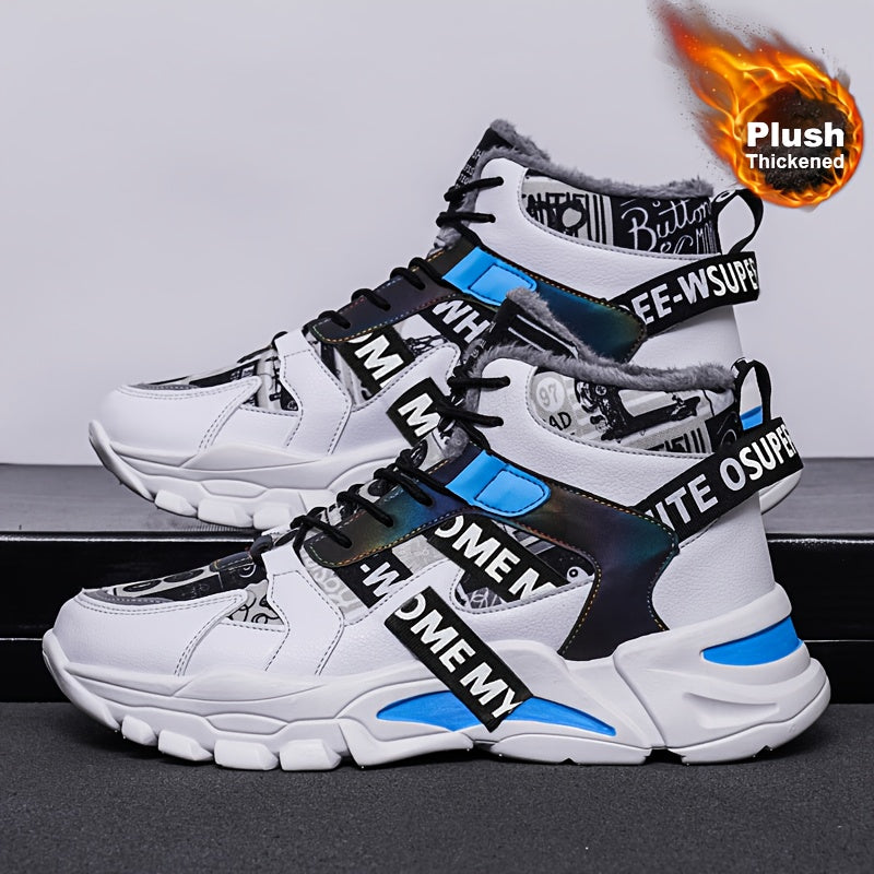 Men'S High-Top Shoes for Winter 2026, Featuring Thick Fleece for Warmth, Suitable for Teenagers And Dads, Perfect for Sports And Casual Wear