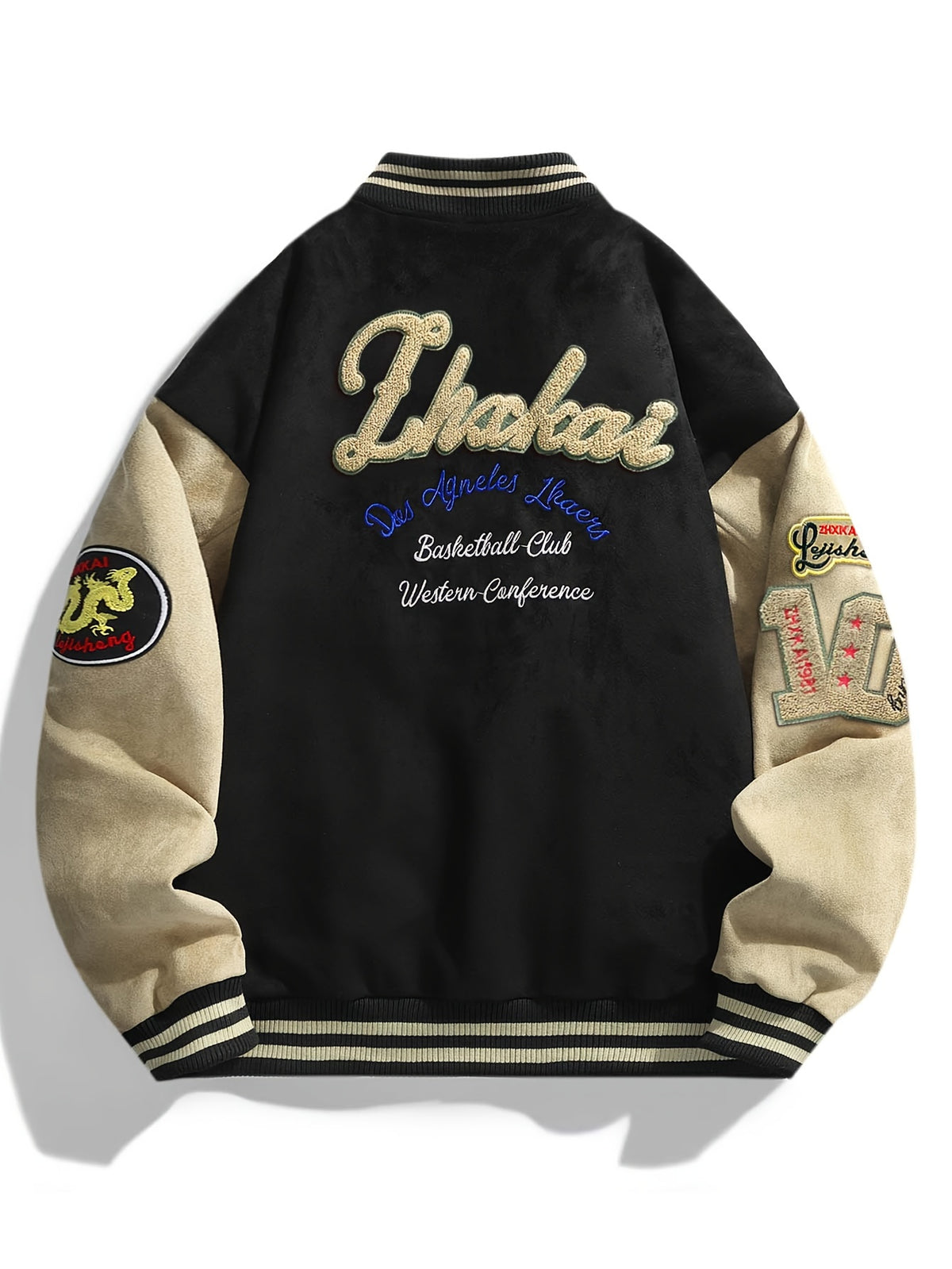 Men's and Women's High Street Embroidered Baseball Jacket with Stand-Up Collar, Trendy Short Trench Coat, Streetwear Brand Men's Jacket