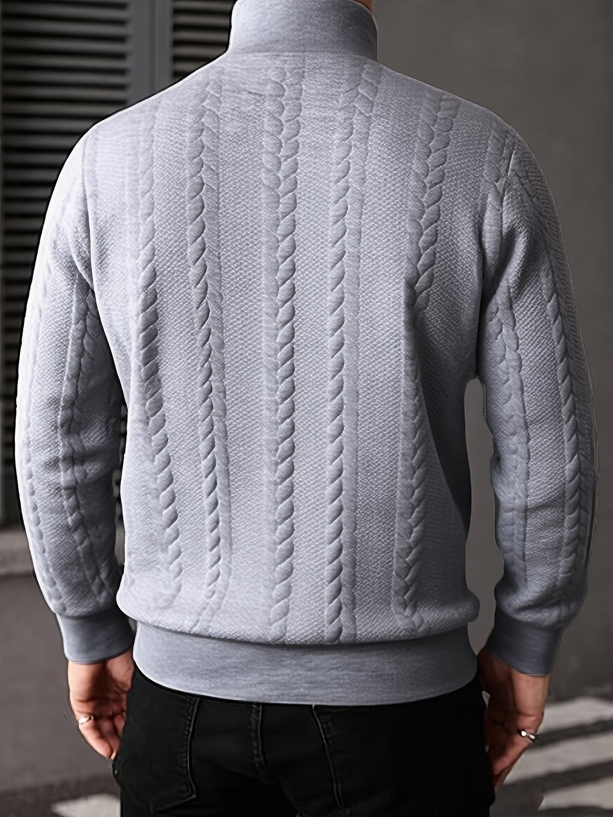 Men's Fashion Casual Elegant Medium Stretch Cardigan, Men's Casual Full-Zip Cardigan, Spring/Autumn Jacquard Casual Jacket with Jacquard Design, Suitable for All-Season Wear, Ideal for Casual and Formal Outfits, Fashionable Jacquard with Striped Knit