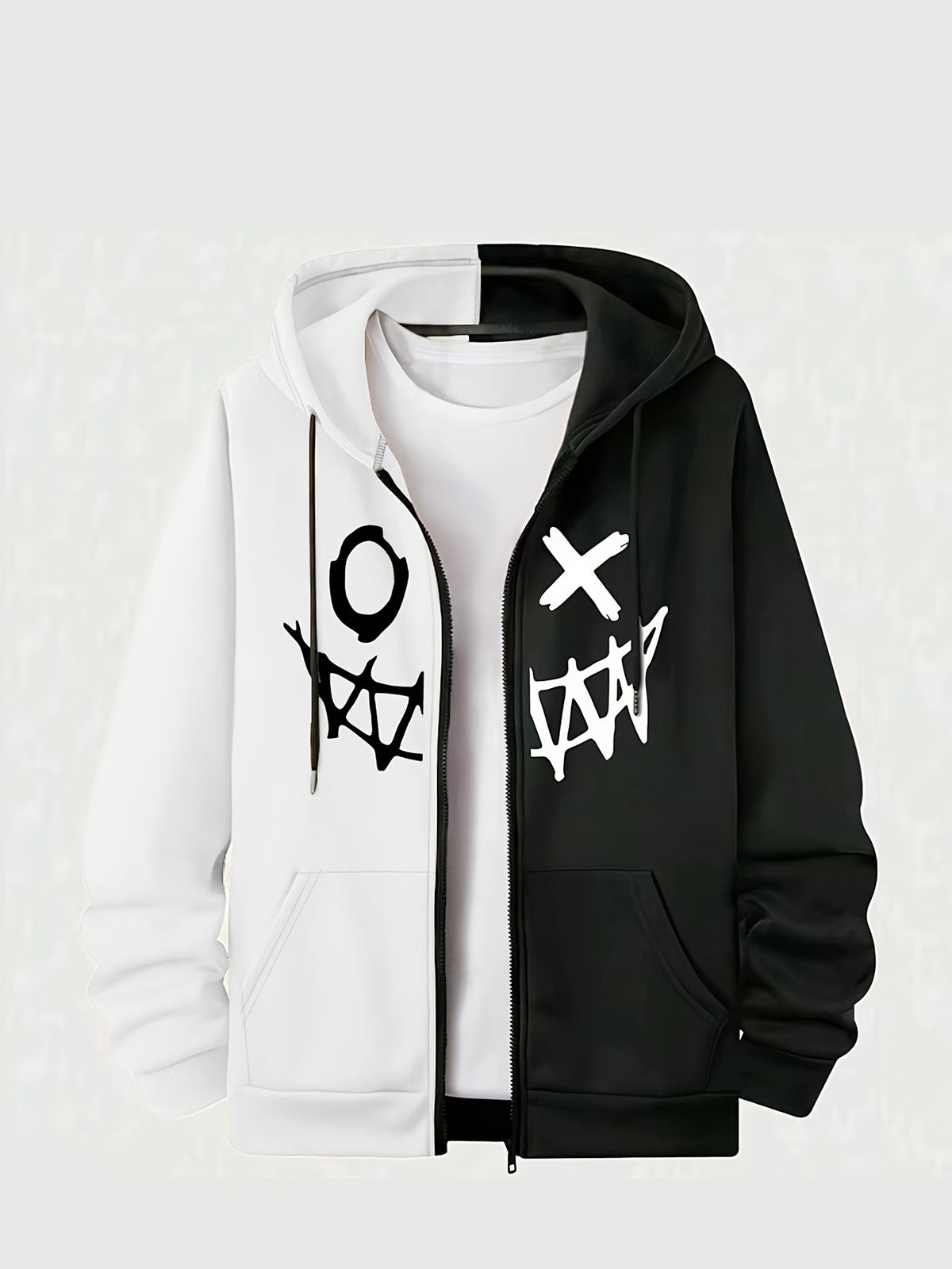 Men's Autumn/Winter Printed Hooded Zip-Up Jacket