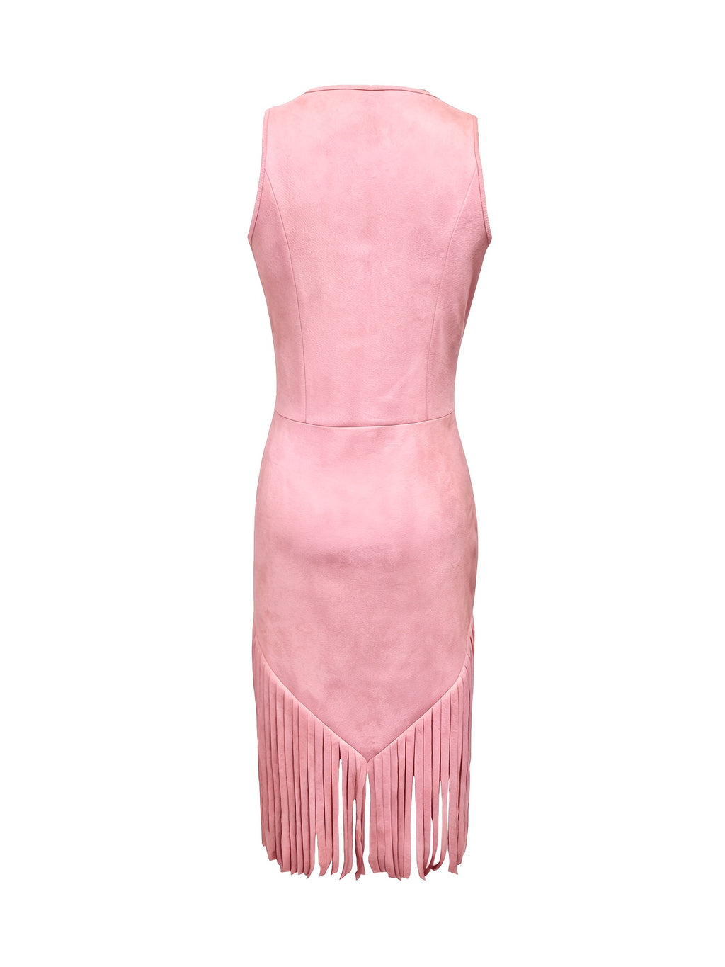 [Retro Western Dress] Fashion Retro Western Style Deerskin Velvet Tassel V-Neck Dress Women's Dress YTD Cherry