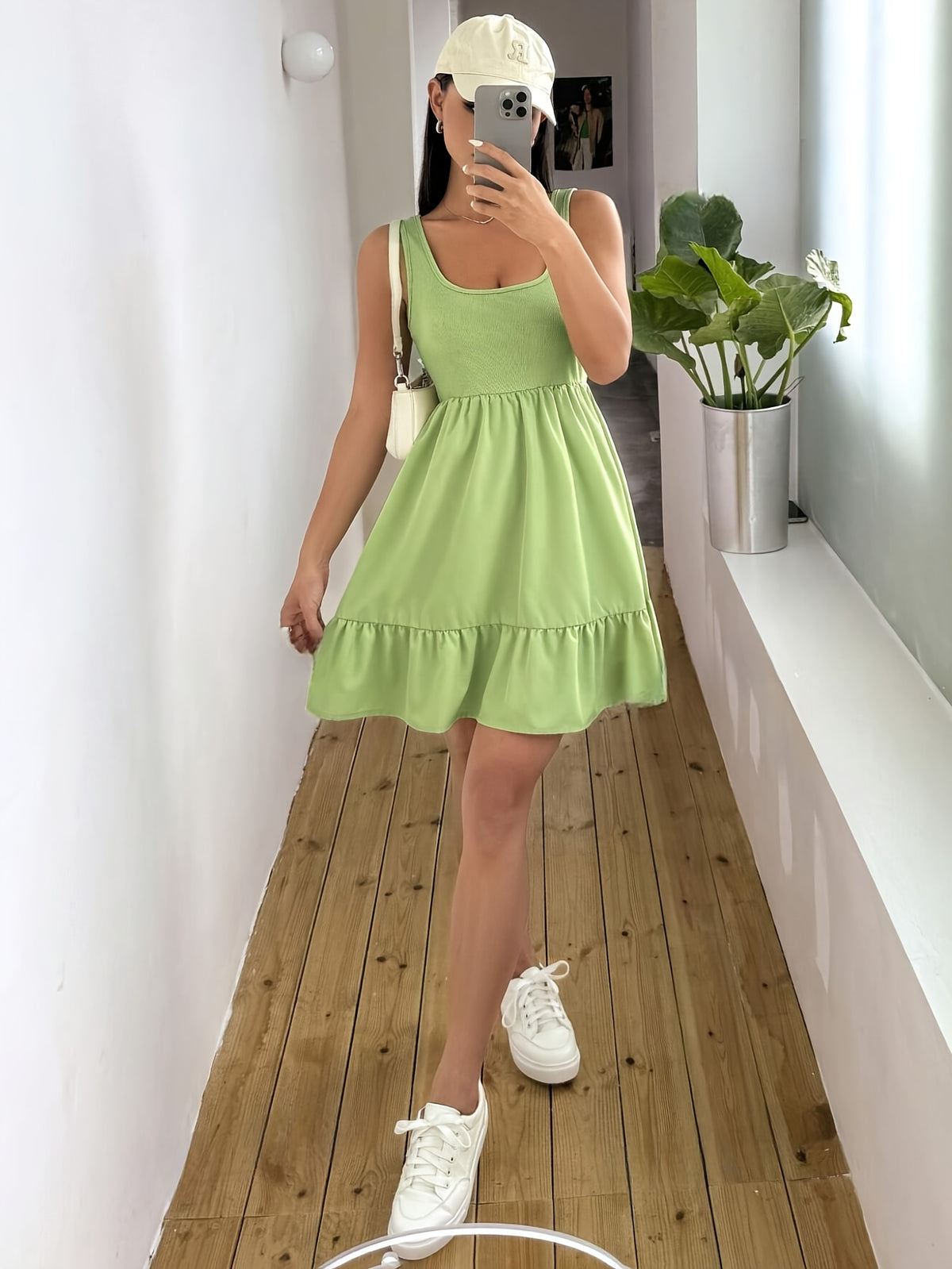 Women's Solid Color Spliced Vest Dress