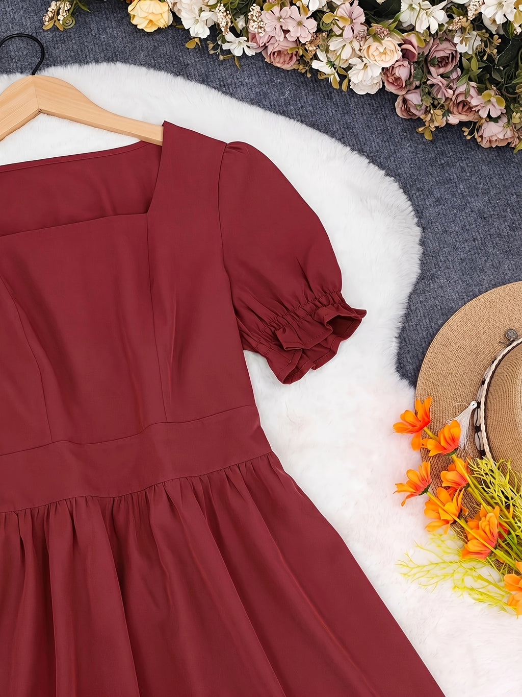 Women's Ombre Color Casual Elegant Vacation Wrap-Front Waist-Cinching A-Line Lace Trim Dress