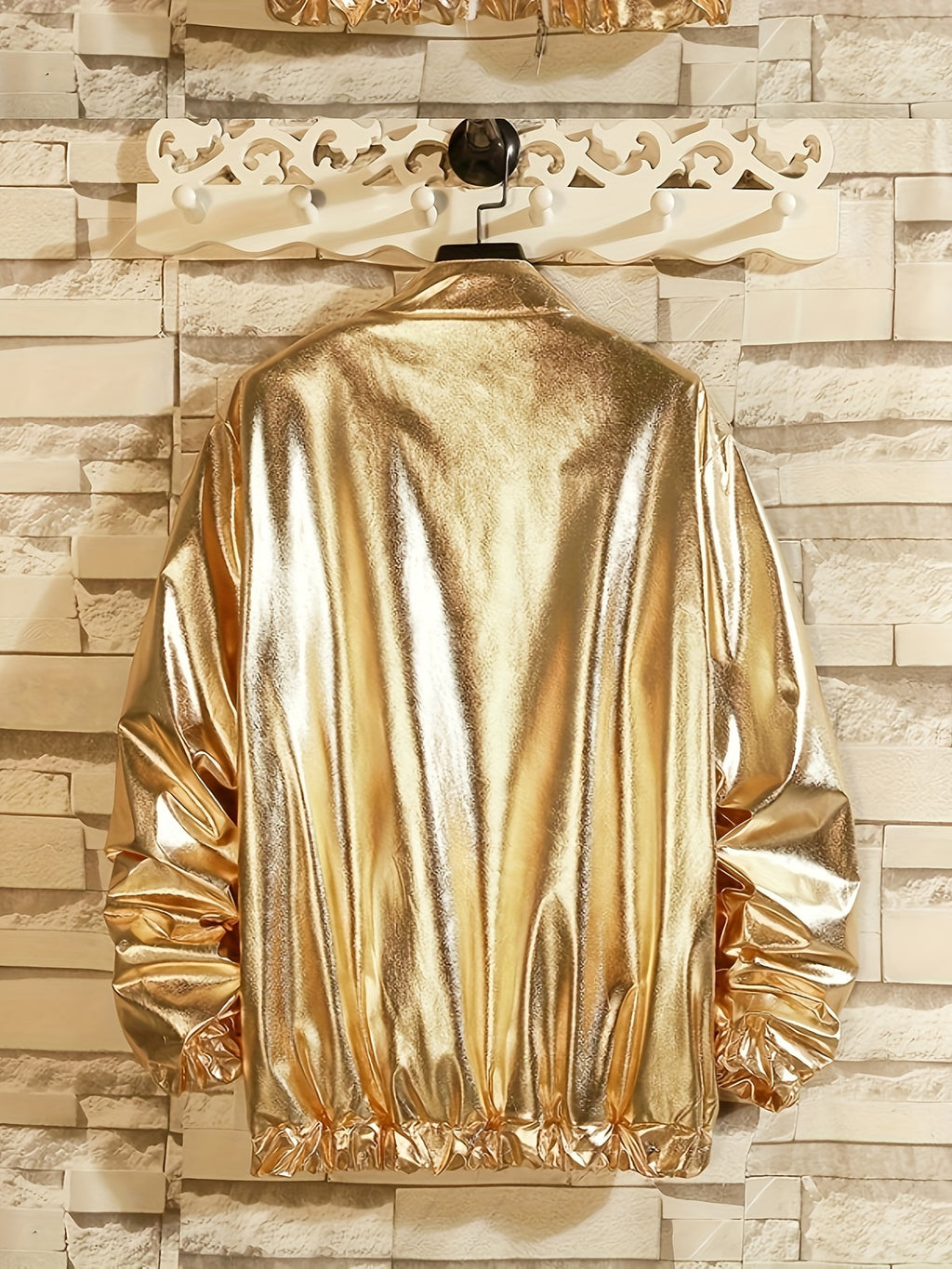 Men'S Stage Performance Fashion Party Gathering Nightclub Style Bronzing Jacket Golden Silvery Purple Jacket