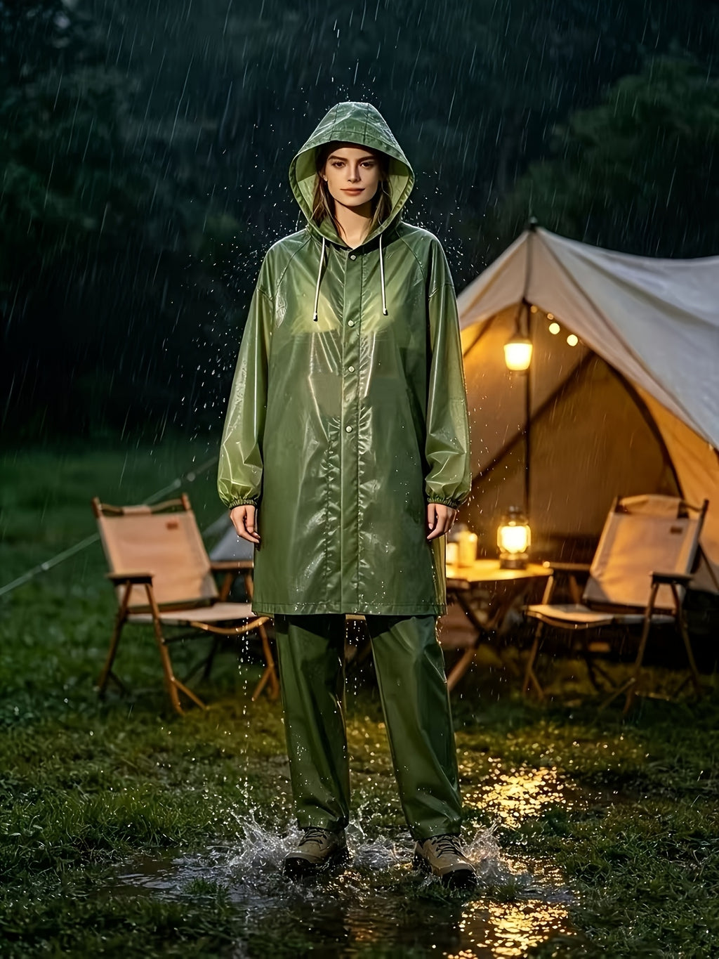 1pc/2pcs EVA Men'S/Women'S Raincoat Single And Set Available, "1pc Raincoat" Or "2pcs Raincoat And Pants", Lightweight Gear, Suitable for Outdoor, Camping, And Travel