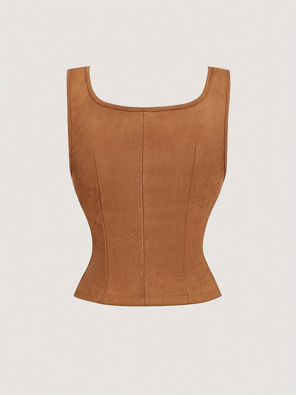Women's Brown Embroidered Lace-up Solid Color Vest, Bohemian Style Top, Music Festival Outfit