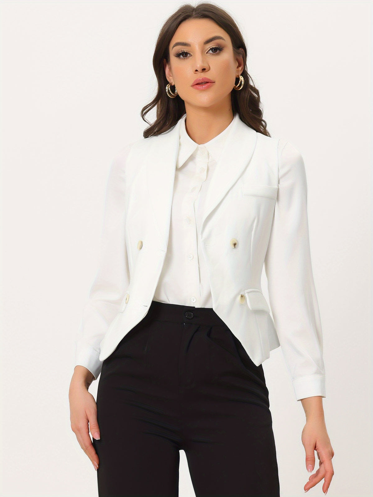 Women's Suit Vest Double Breasted Lapel Dressy Waistcoat Vest