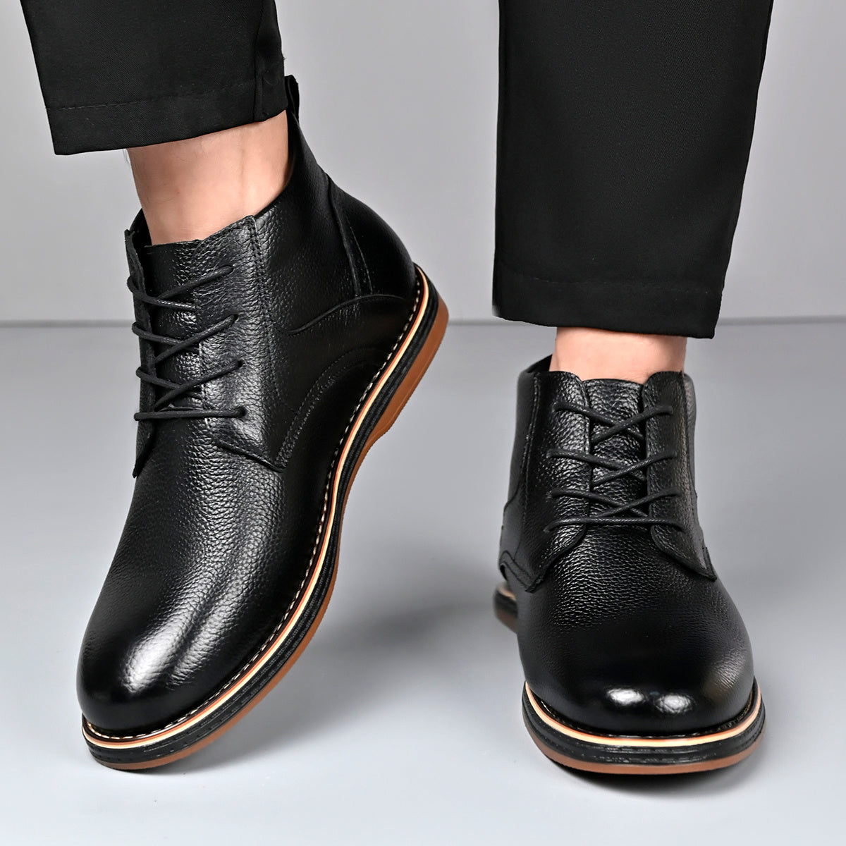 [Fearless of The Cold in Winter] New Winter Men'S Warm Lace-Up Boots, First Layer Cowhide Upper + Non-Slip Wear-Resistant Rubber Sole + Thickened Fleece Lining - Comfortable And Warm, 10 Sizes to Choose From, Suitable for Daily Leisure