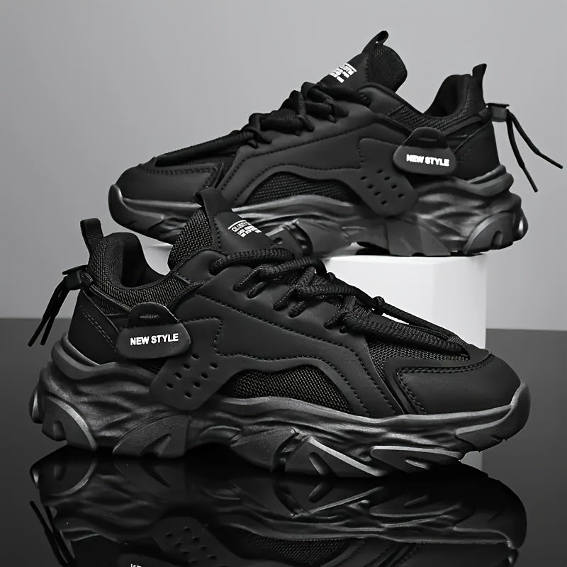 Men's Casual Sports Shoes, Daily Walking Shoes, Fashionable Men's Breathable Mesh Sneakers with Thickened Cushioned Sole, Anti-Slip Wear-Resistant PVC Outsole, Low-Top Lace-Up Design, Lightweight, Suitable for Fitness, Running, Training, and Casual