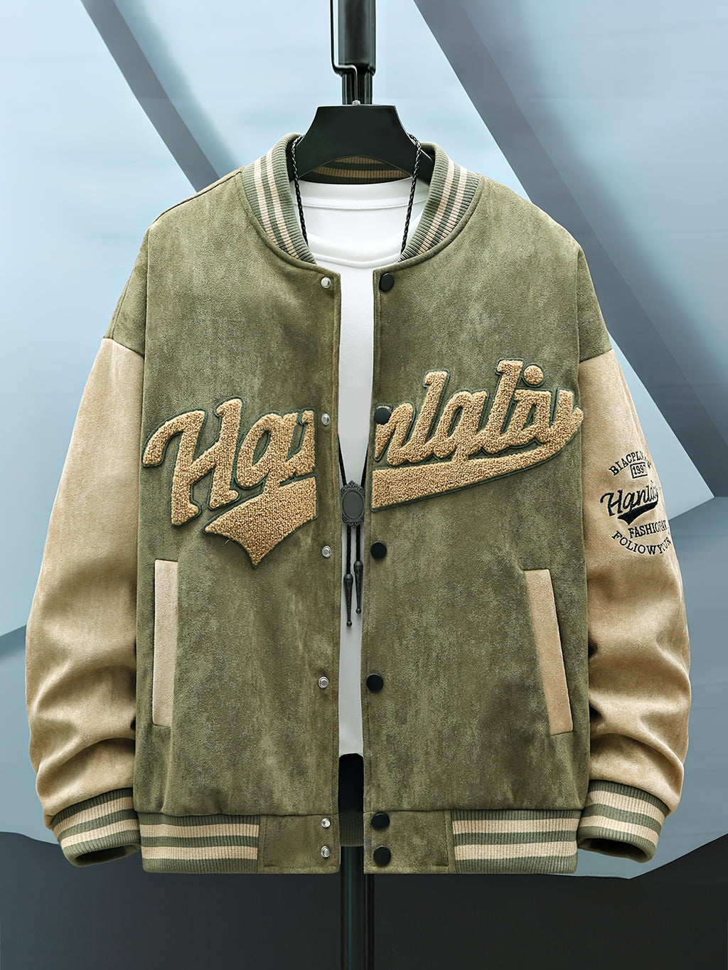 Men's and Women's High Street Embroidered Baseball Jacket with Stand-Up Collar, Trendy Short Trench Coat, Streetwear Brand Men's Jacket
