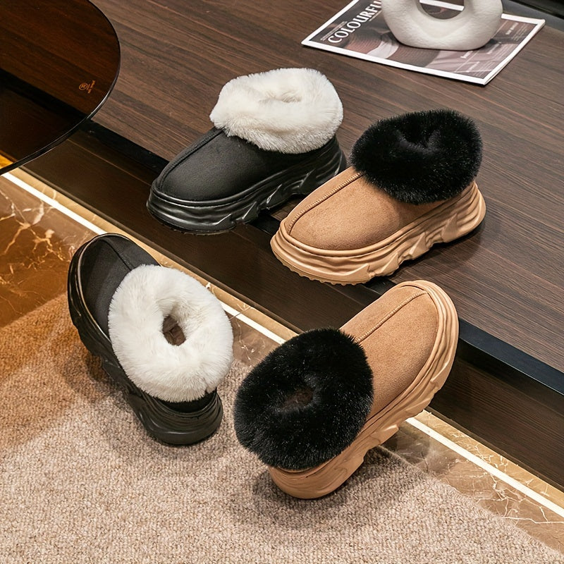 2.36inch Thick Sole Boots Autumn and Winter Men's Warm and Heightening Short Boots Snow Boots Fashion Simple Warm Short Boots Snow Boots Black and White Boots