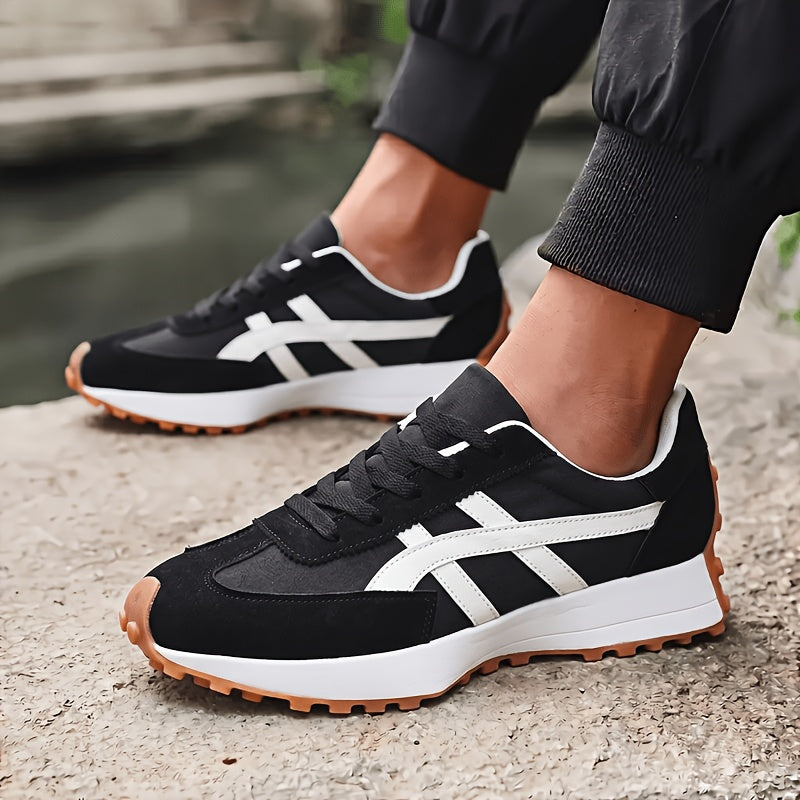 Men's Fashion Sneakers with Thick Soles, Anti-Slip, Versatile Lace-Up Design, Suitable for All Seasons, Outdoor Hiking, Wear-Resistant, Comfortable for Sports Training and Casual Wear