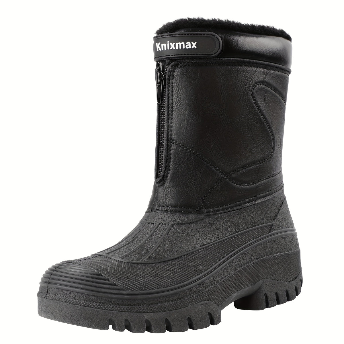 Knixmax Outdoor Men's Winter Boots, Warm Lined Snow Boots Winter Shoes with Upper and Non-Slip Soles Suitable for Hiking Trekking Climbing Mucker & Yard Fishing Country Gardening Biker,Ankle Support Fluffy