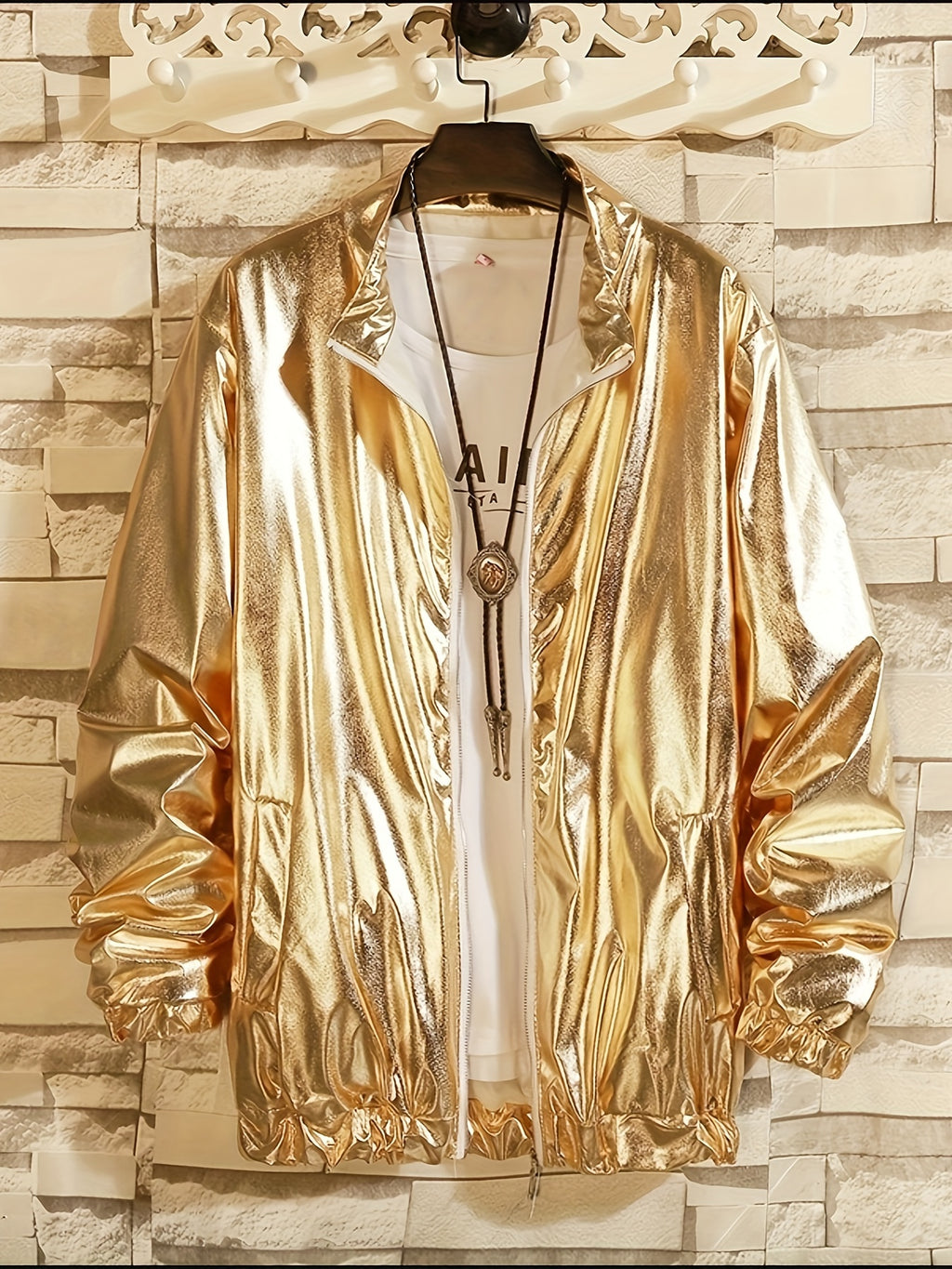 Men'S Stage Performance Fashion Party Gathering Nightclub Style Bronzing Jacket Golden Silvery Purple Jacket