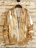 Men'S Stage Performance Fashion Party Gathering Nightclub Style Bronzing Jacket Golden Silvery Purple Jacket