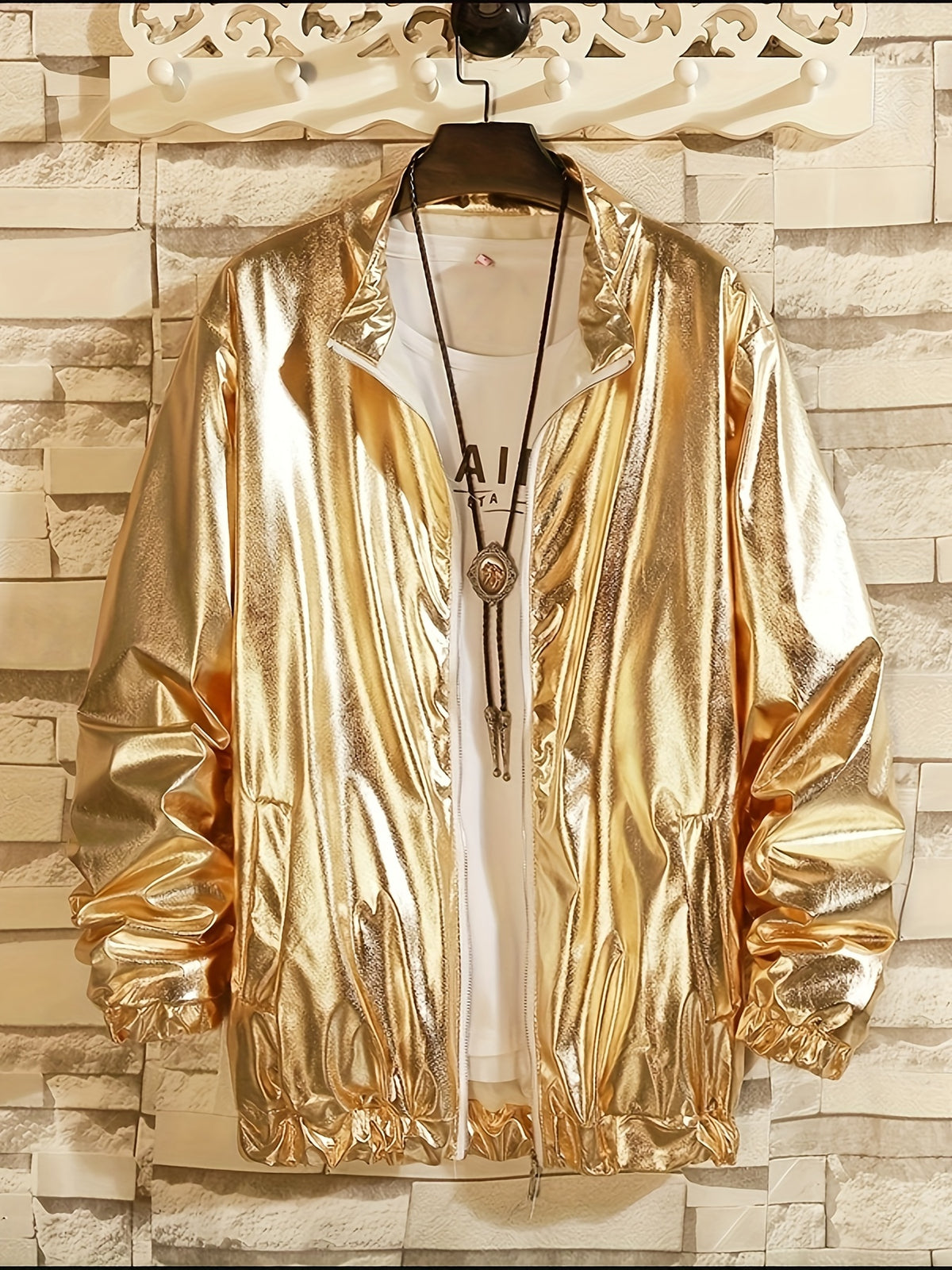 Men'S Stage Performance Fashion Party Gathering Nightclub Style Bronzing Jacket Golden Silvery Purple Jacket