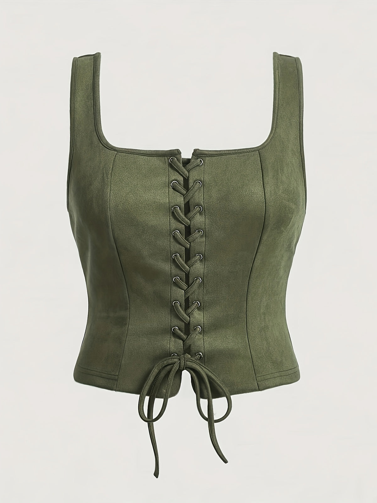 Vintage Elegant Lace-Up Drawstring Top Vest