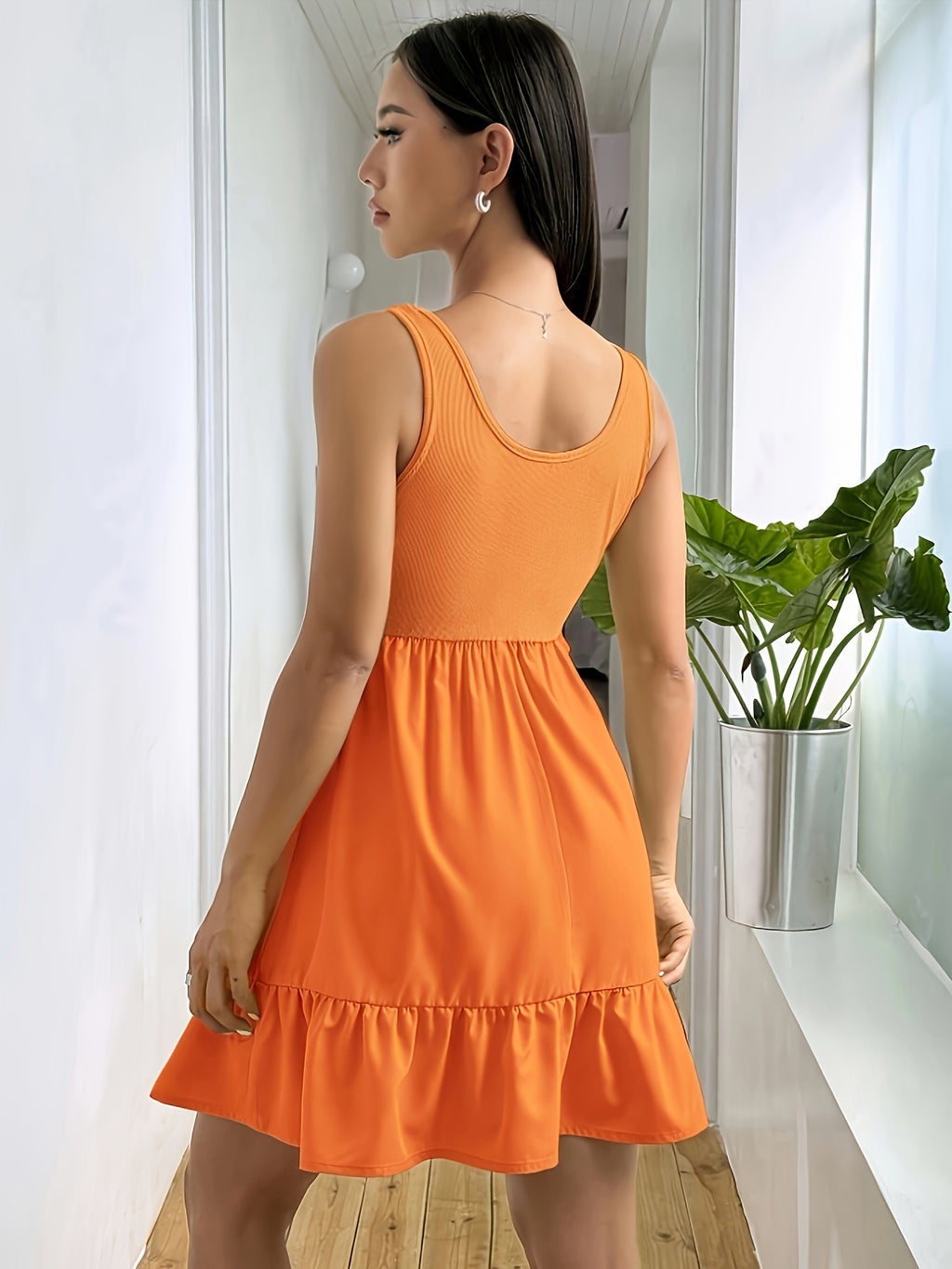 Women's Solid Color Spliced Vest Dress