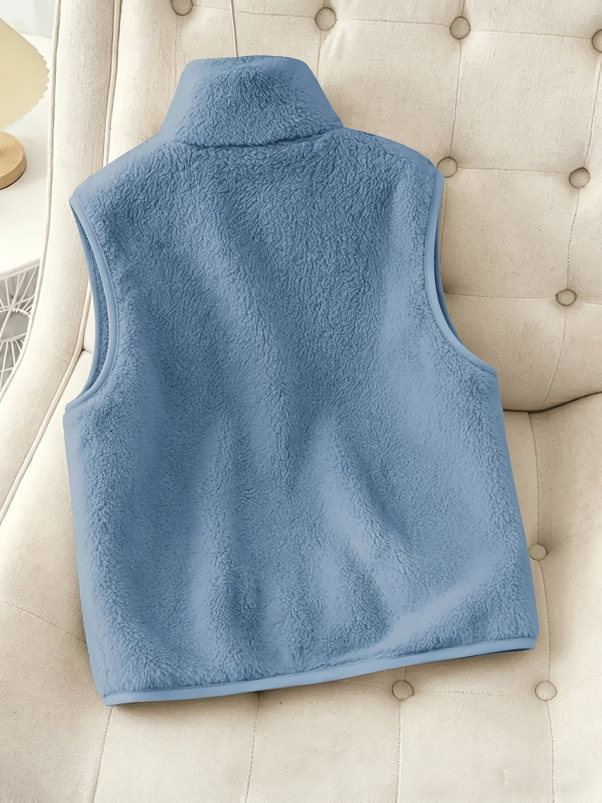 Autumn Winter New Product, Solid Color Double-Faced Fleece Vest, Women'S Casual Faux Coat, Stand Collar Zipper Design with Pockets, Winter Jacket for Comfortable Wear in Autumn And Winter