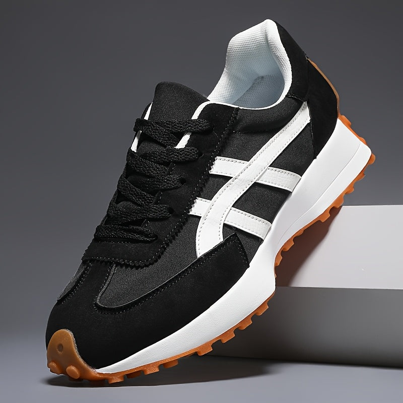 Men's Fashion Sneakers with Thick Soles, Anti-Slip, Versatile Lace-Up Design, Suitable for All Seasons, Outdoor Hiking, Wear-Resistant, Comfortable for Sports Training and Casual Wear
