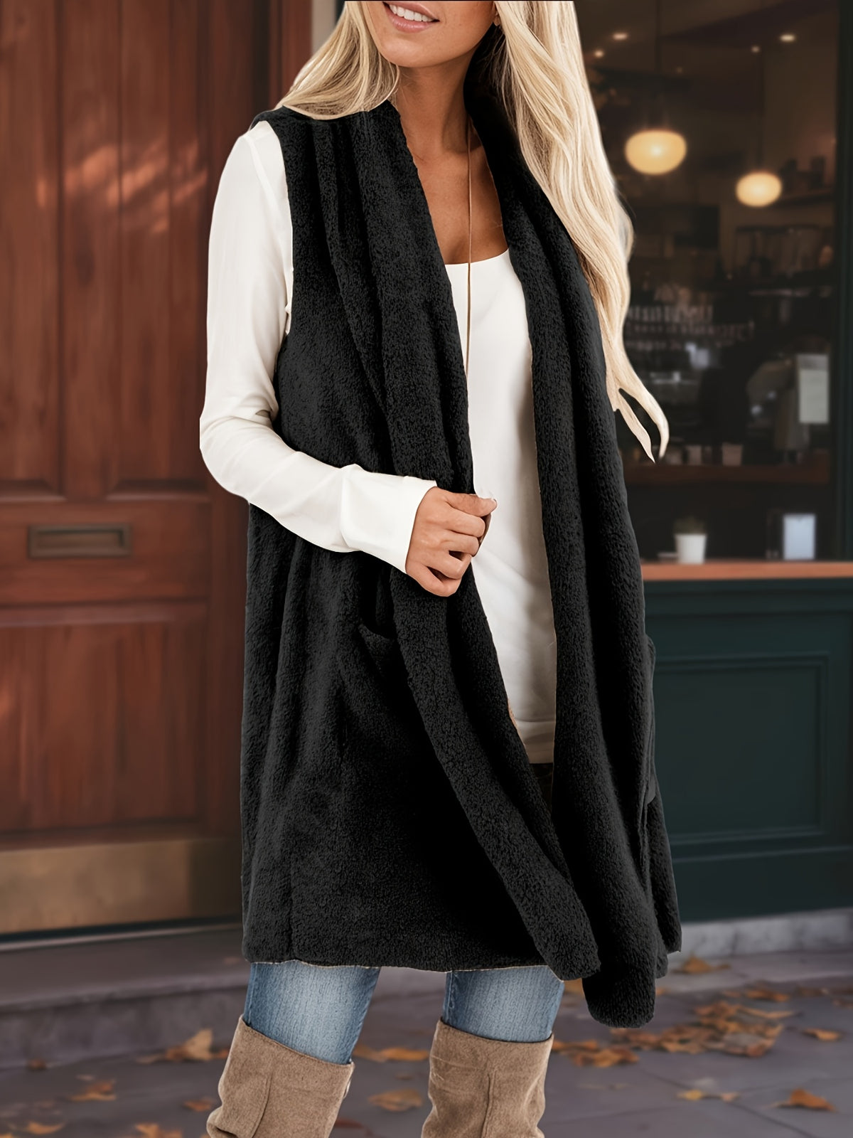 Autumn Winter Women'S Fleece Sleeveless Vest, Soft Warm Gilet, Casual Loose Fit, Perfect for Layering, Daily Wear, Office, Outdoor, Valentine'S Day And Easter Outfits, Women'S Stylish Winter Outerwear