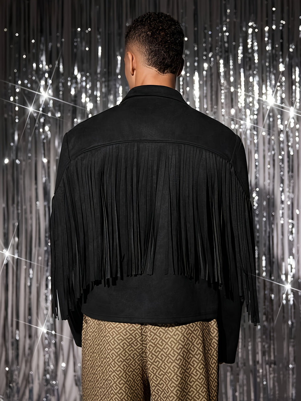 Men'S Faux Velvet Casual Tassel Western Style Coat