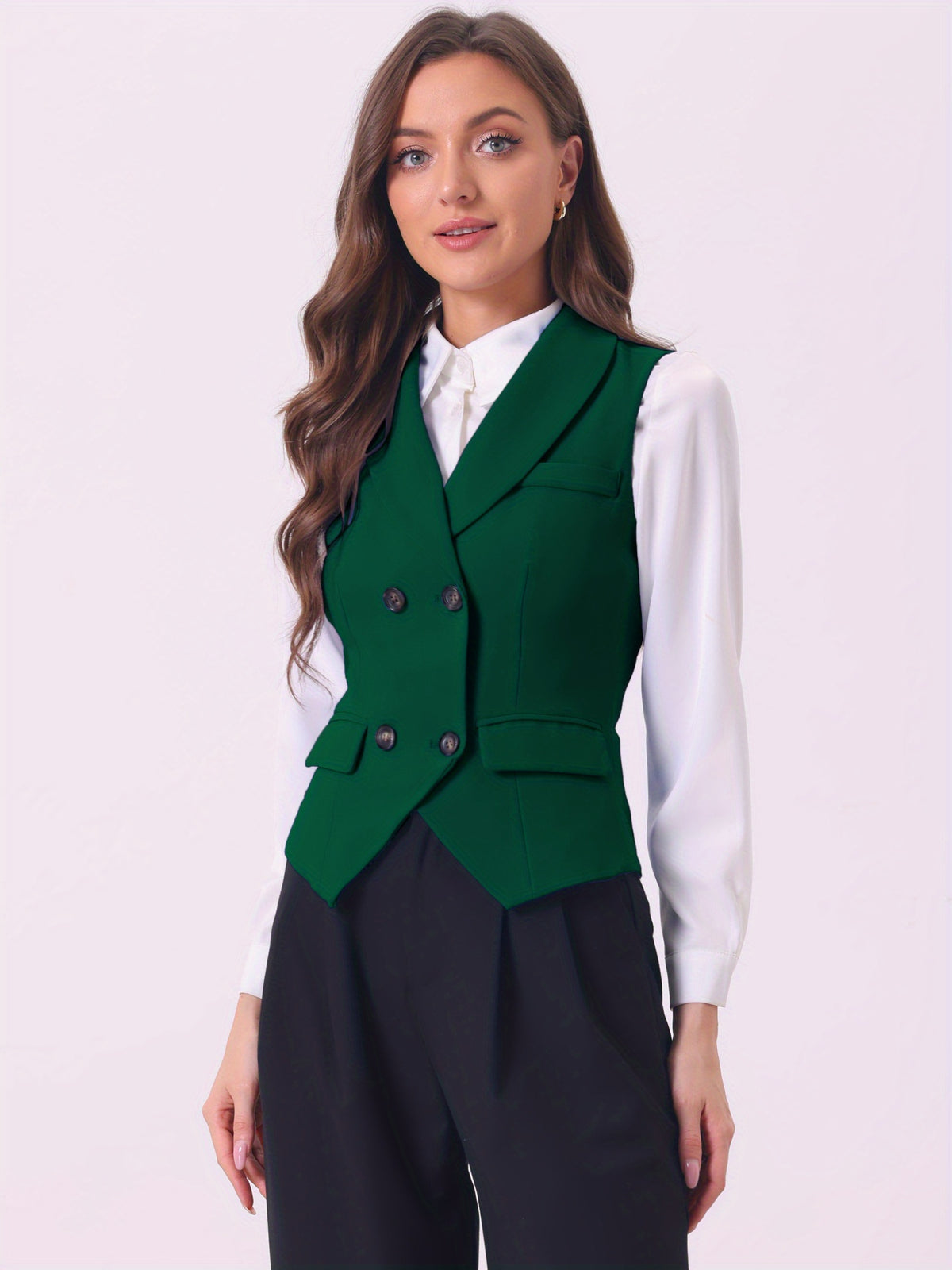 Women's Suit Vest Double Breasted Lapel Dressy Waistcoat Vest