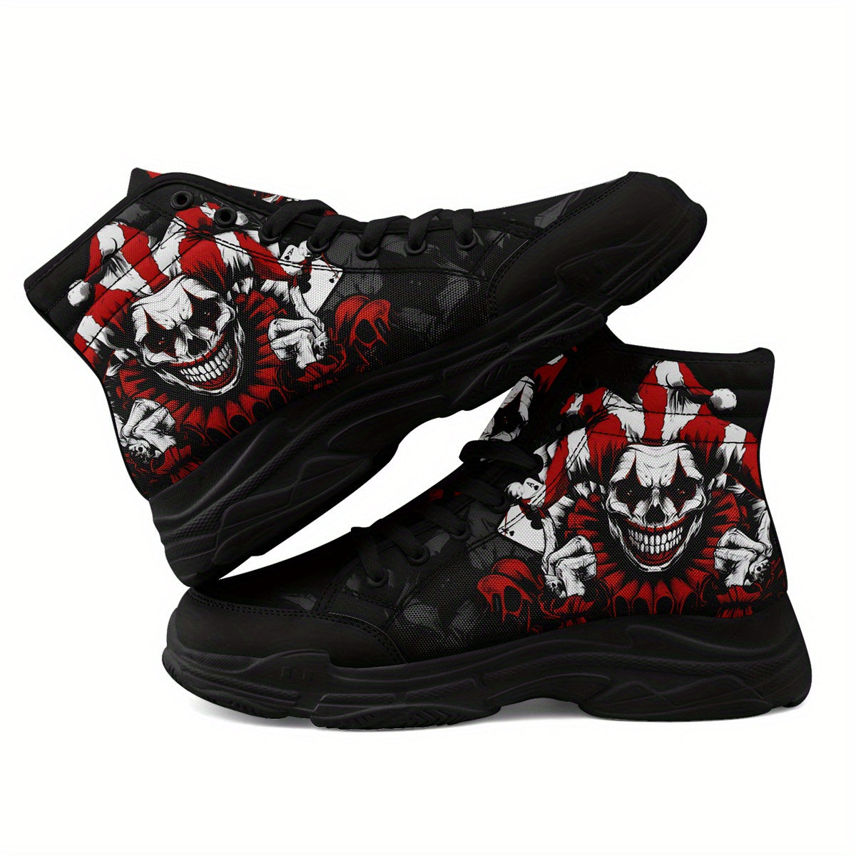 [Gothic Joker Sneakers] Men's Gothic Joker Punk Sneakers, Bold Joker Design High-Top Shoes, Dark Aesthetic Streetwear Trainers, Couple's Casual Comfortable Round Toe All-Match Shoes, Men's Fashion Shoes